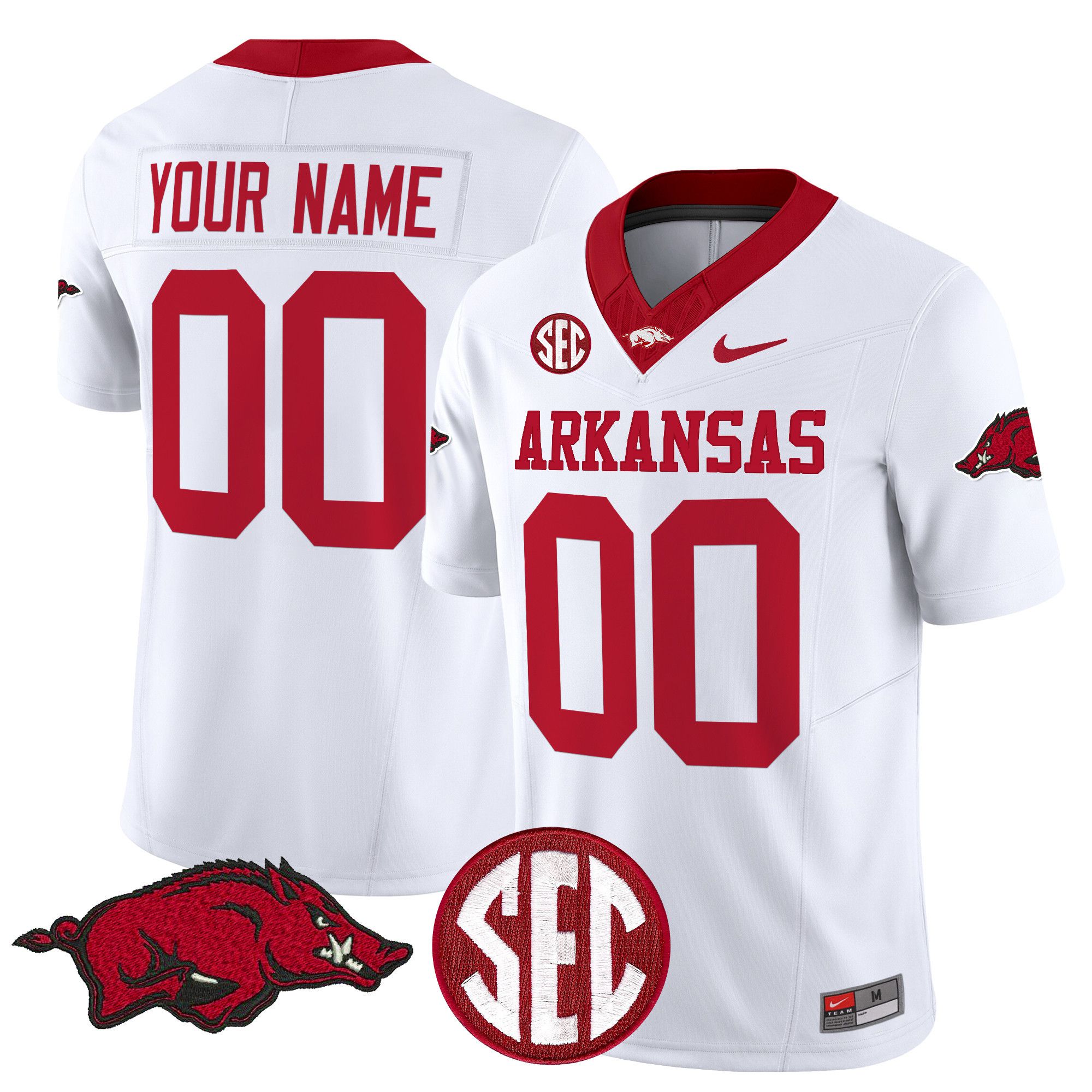 Men Arkansas Razorbacks White Nike 2024 Vapor Limited Custom NCAA Jersey->customized ncaa jersey->Custom Jersey